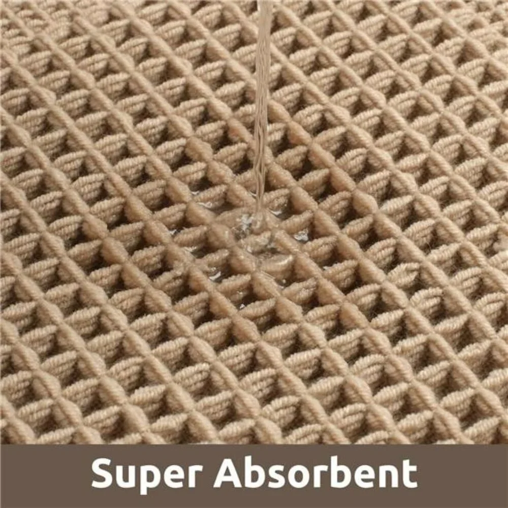 Beige Waffle Bath Mat 17x24 Soft Absorbent Non Slip Washable Boho Bathroom Rug